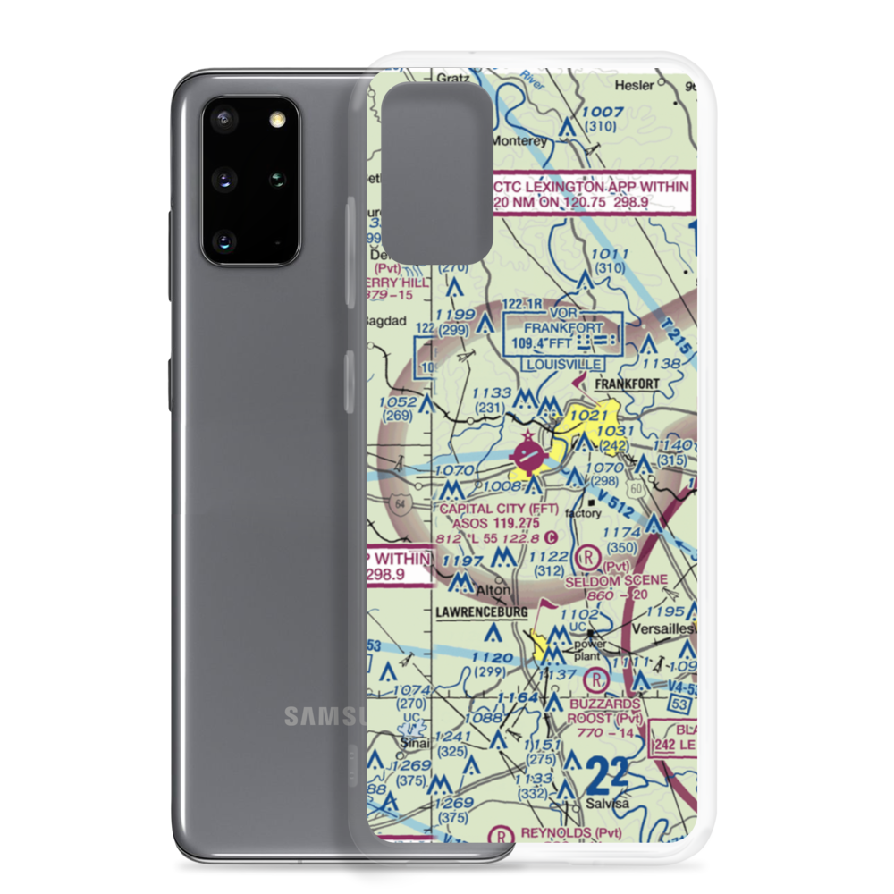 Capital City Airport (FFT) VFR Sectional Samsung Case Samsung Galaxy S20 Plus model shown