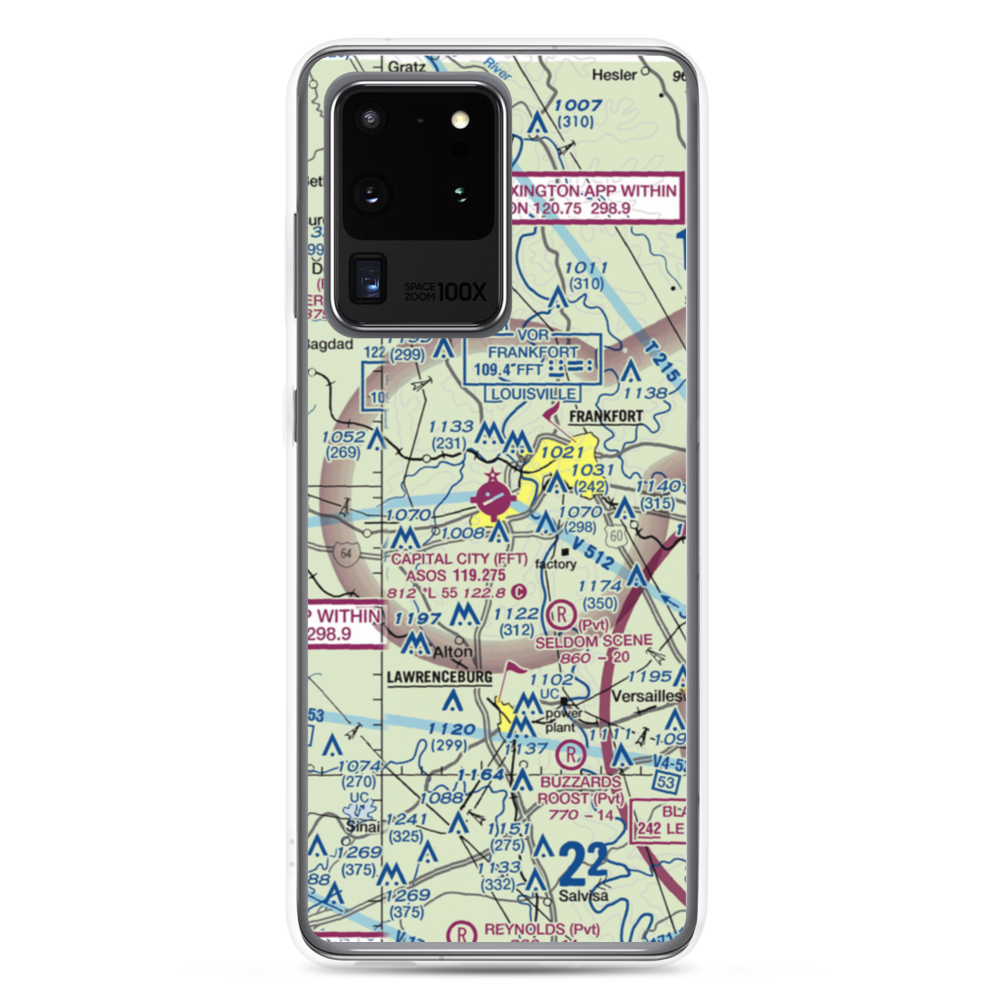 Capital City Airport (FFT) VFR Sectional Samsung Case Samsung Galaxy S20 Ultra model shown