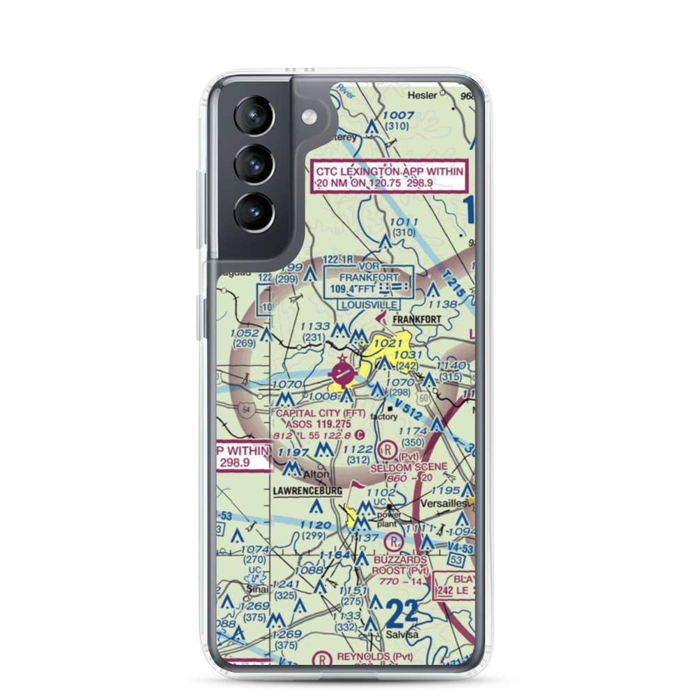 Capital City Airport (FFT) VFR Sectional Samsung Case Samsung Galaxy S21 model shown