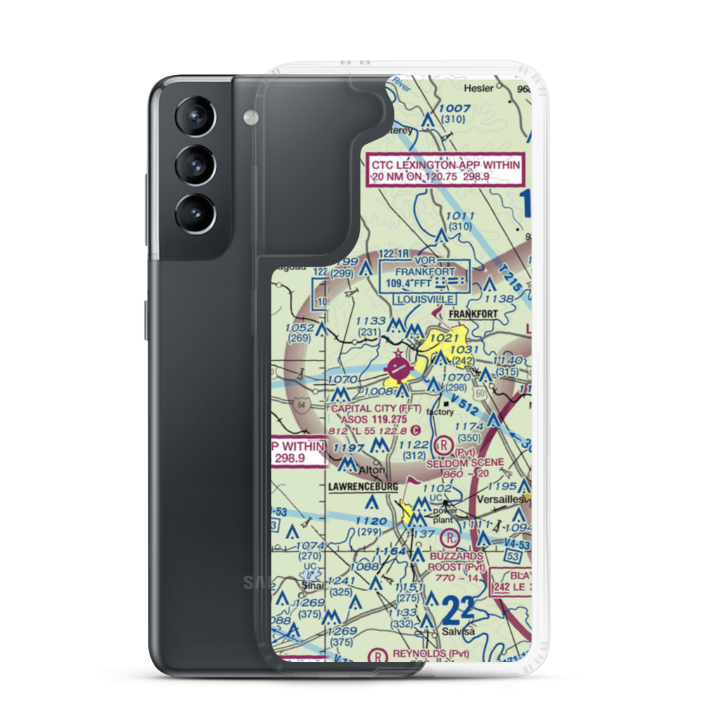 Capital City Airport (FFT) VFR Sectional Samsung Case Samsung Galaxy S21 model shown