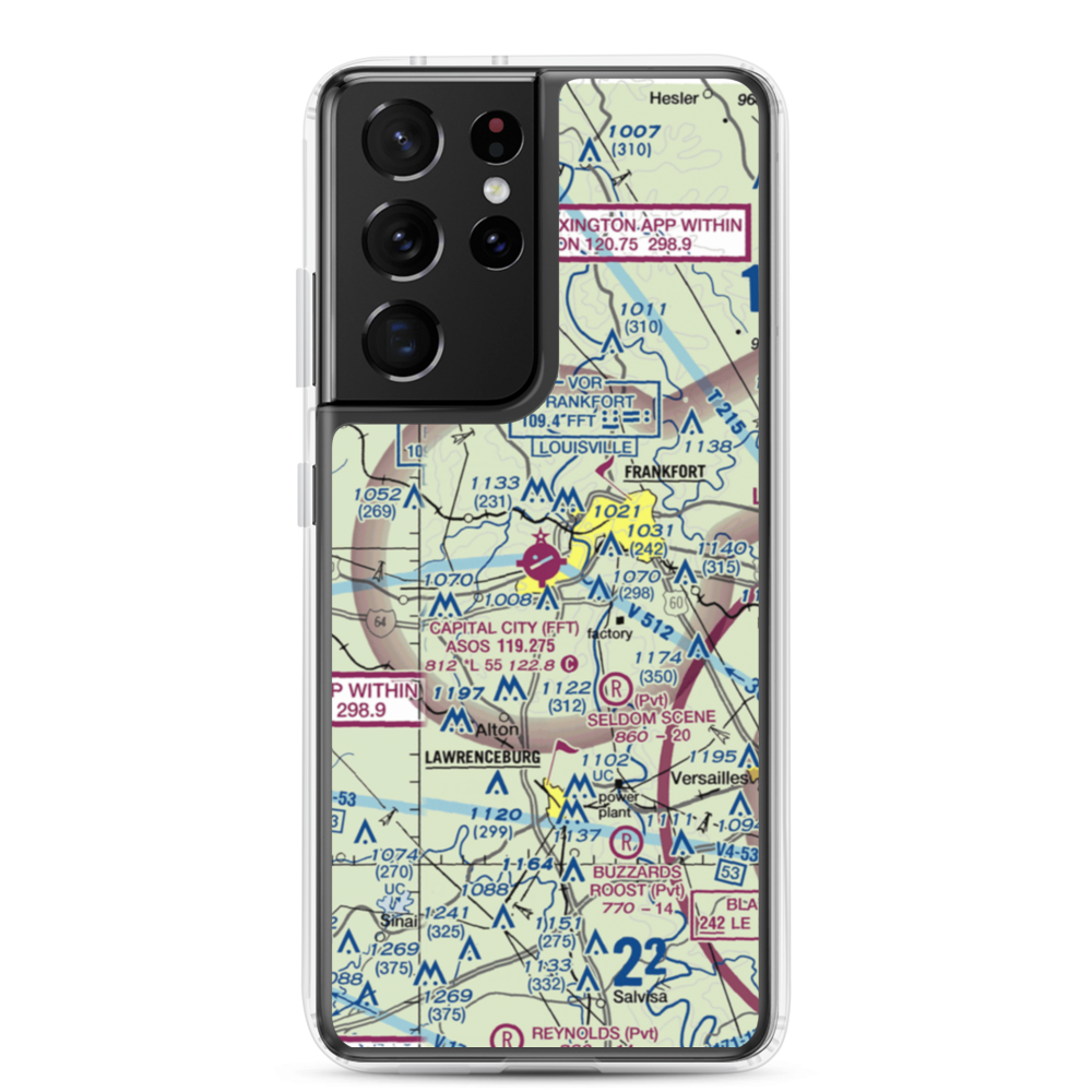 Capital City Airport (FFT) VFR Sectional Samsung Case Samsung Galaxy S21 Ultra model shown