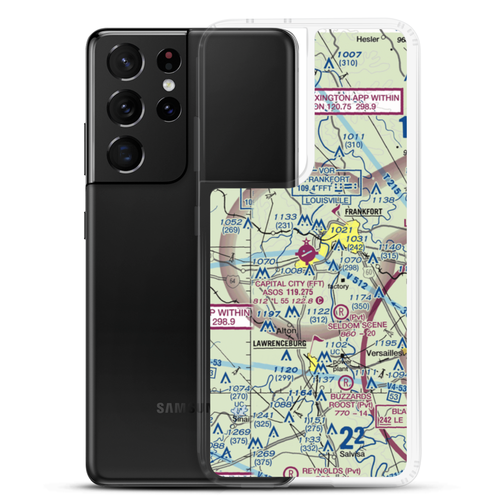 Capital City Airport (FFT) VFR Sectional Samsung Case Samsung Galaxy S21 Ultra model shown