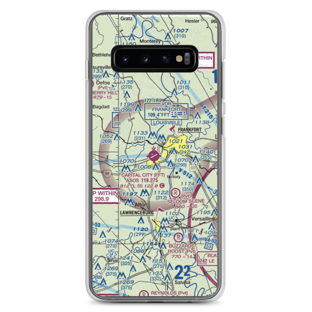 Capital City Airport (FFT) VFR Sectional Samsung Case Samsung Galaxy S10+ model shown