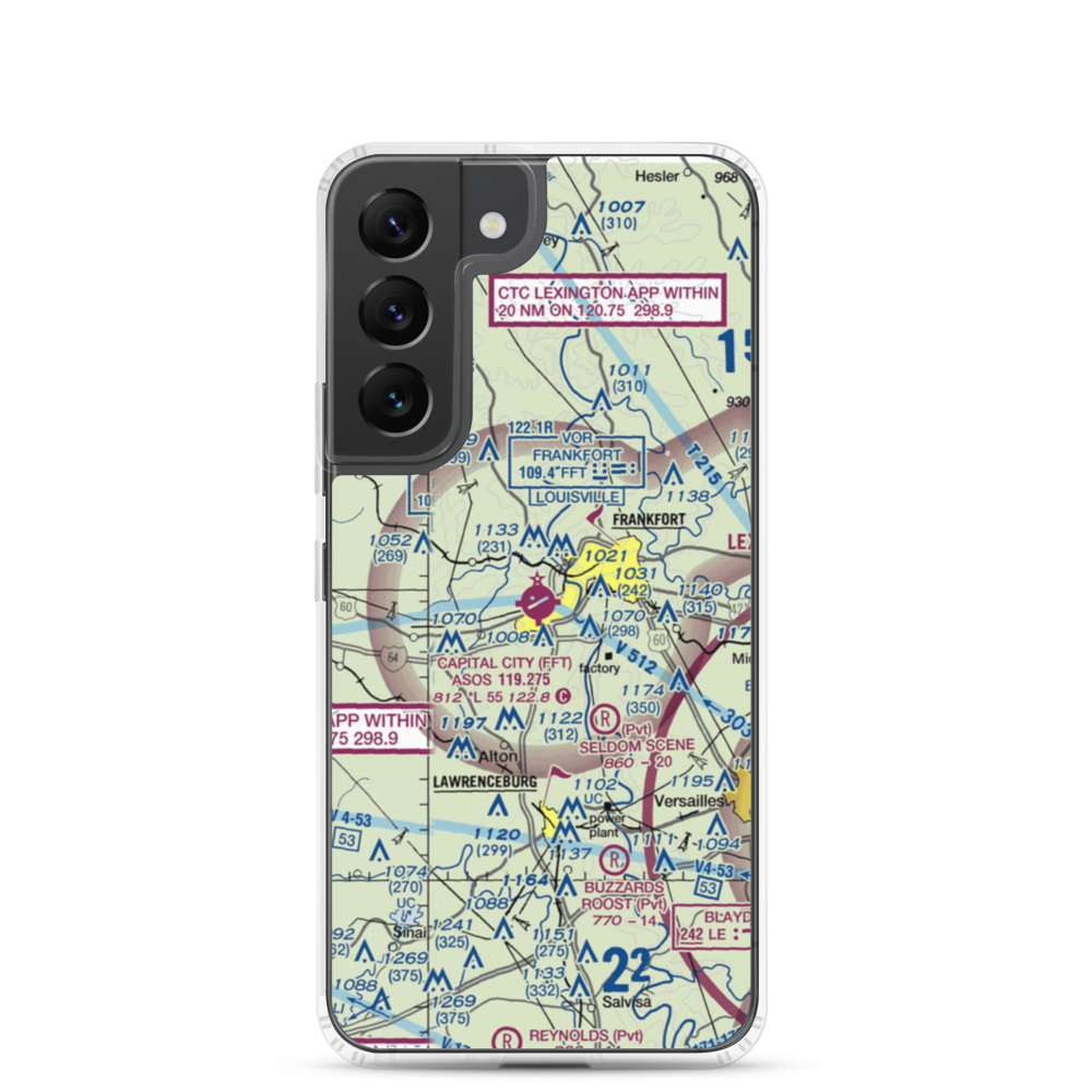Capital City Airport (FFT) VFR Sectional Samsung Case Samsung Galaxy S22 model shown