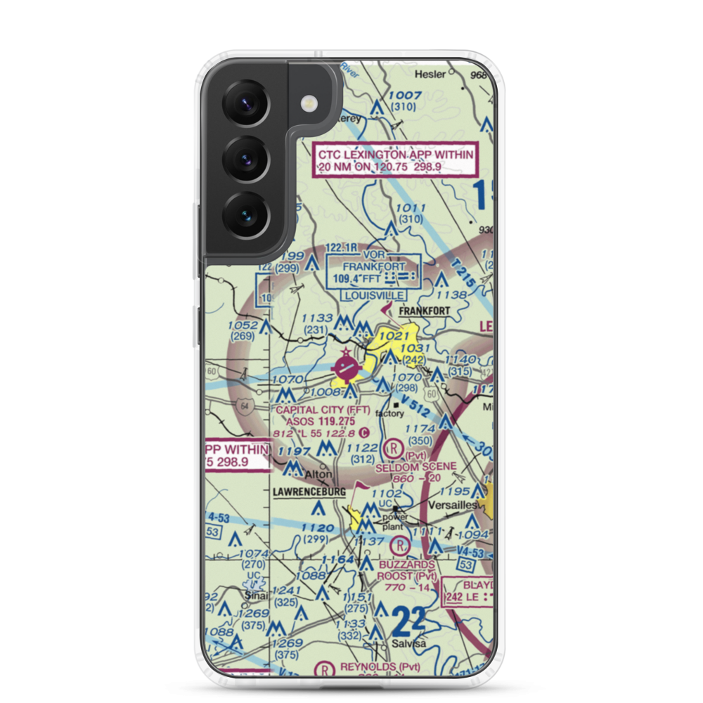 Capital City Airport (FFT) VFR Sectional Samsung Case Samsung Galaxy S22 Plus model shown