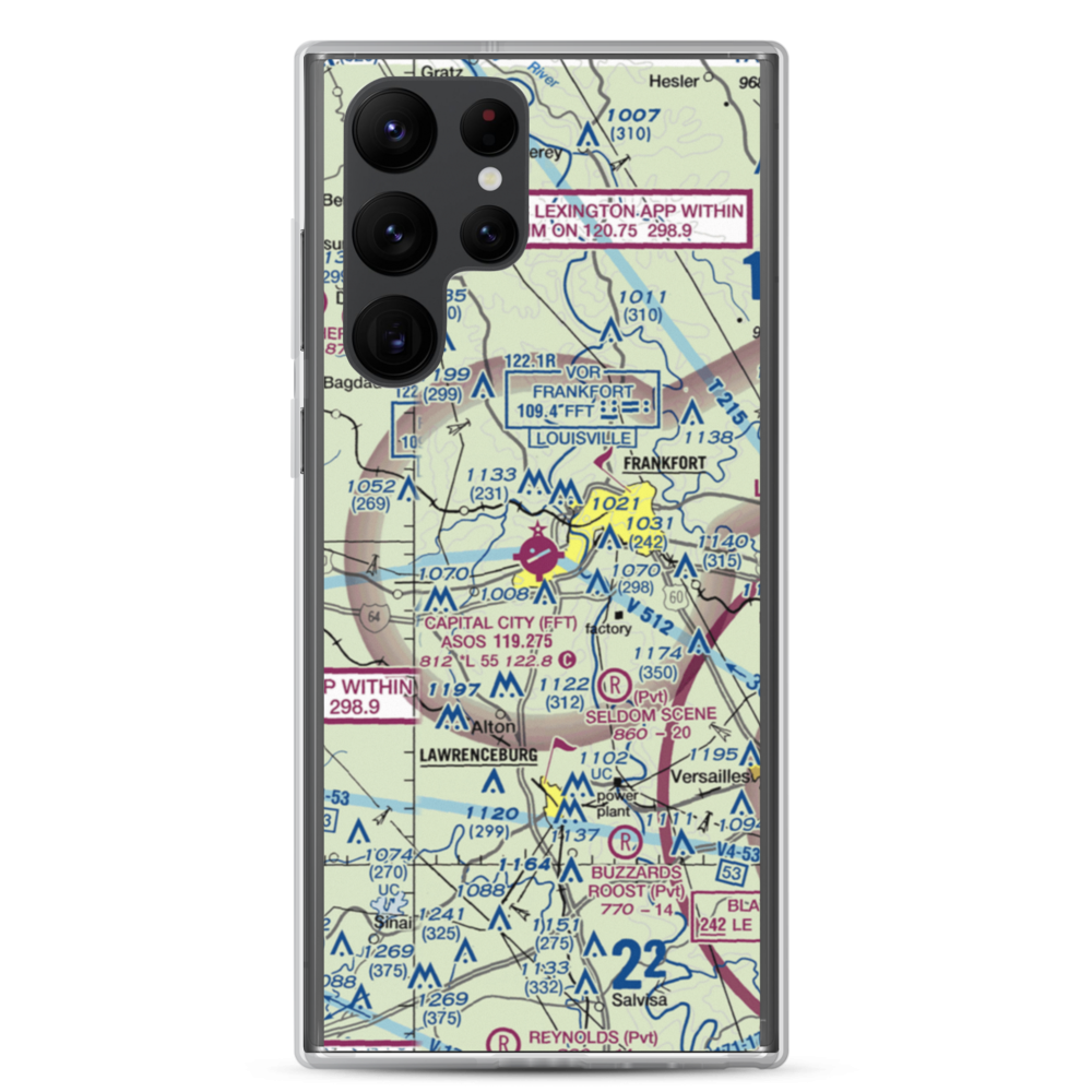 Capital City Airport (FFT) VFR Sectional Samsung Case Samsung Galaxy S22 Ultra model shown