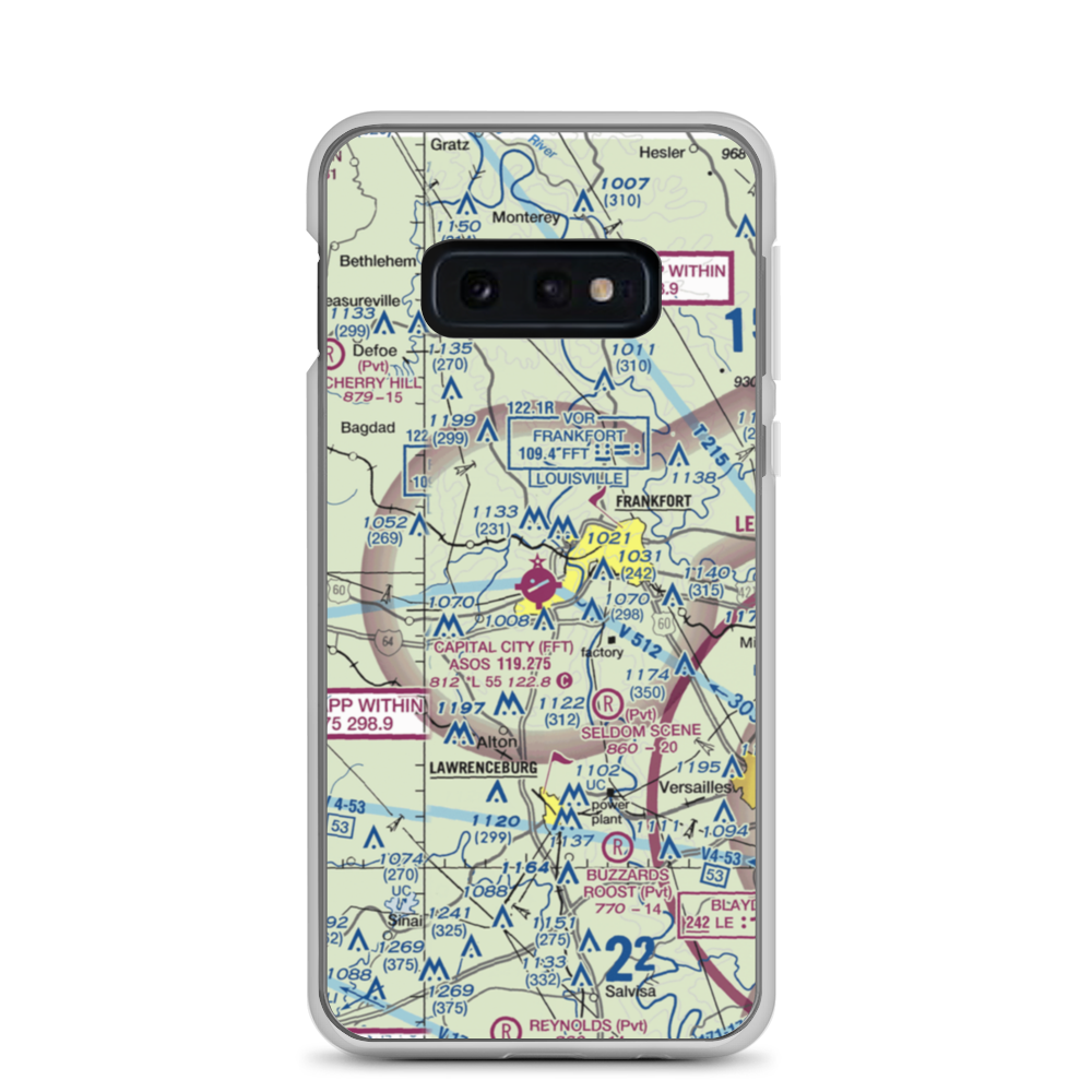 Capital City Airport (FFT) VFR Sectional Samsung Case Samsung Galaxy S10e model shown