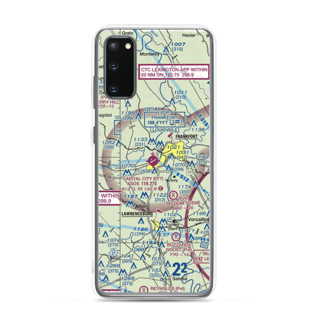 Capital City Airport (FFT) VFR Sectional Samsung Case Samsung Galaxy S20 model shown