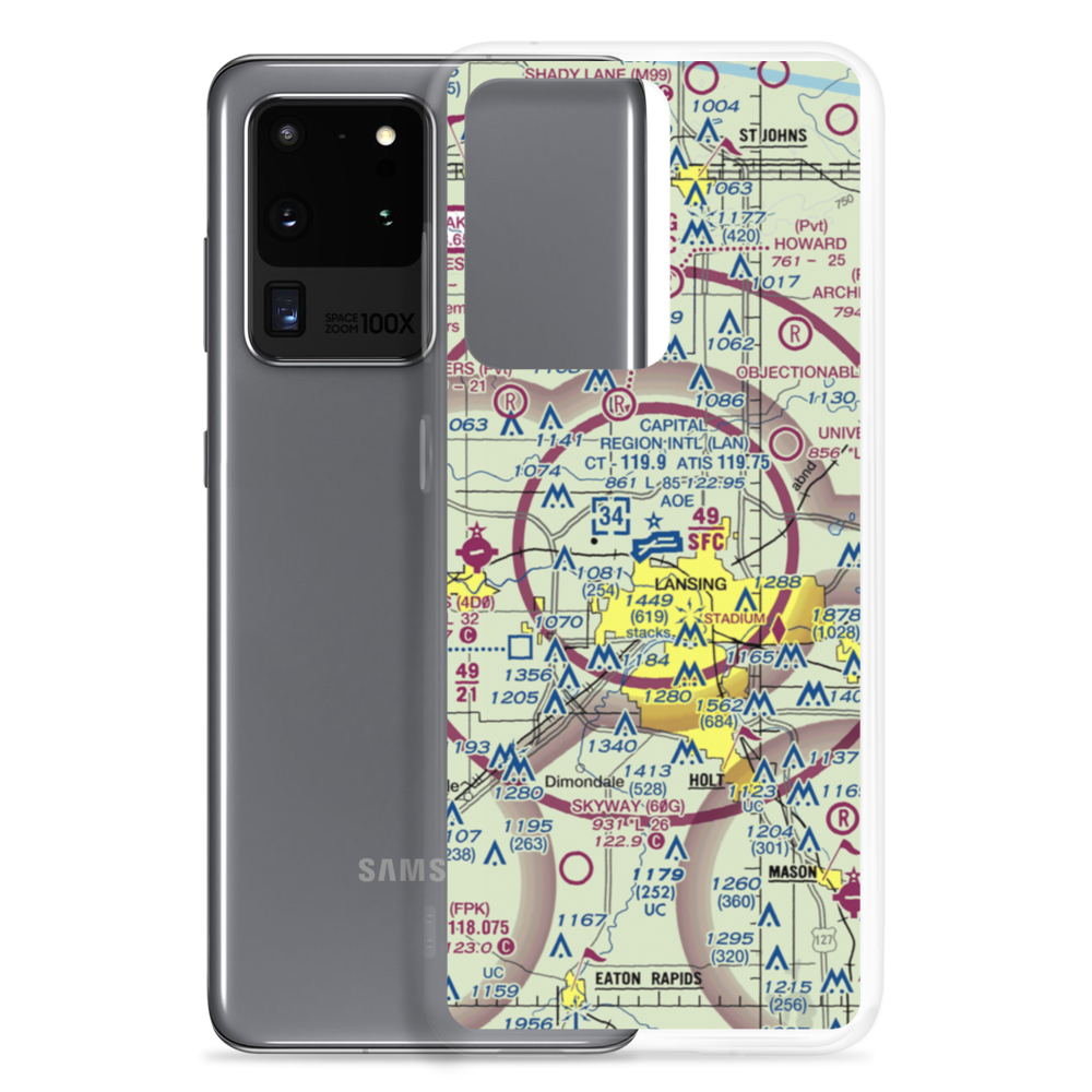 Capital City Airport (LAN) VFR Sectional Samsung Case Samsung Galaxy S20 Ultra model shown
