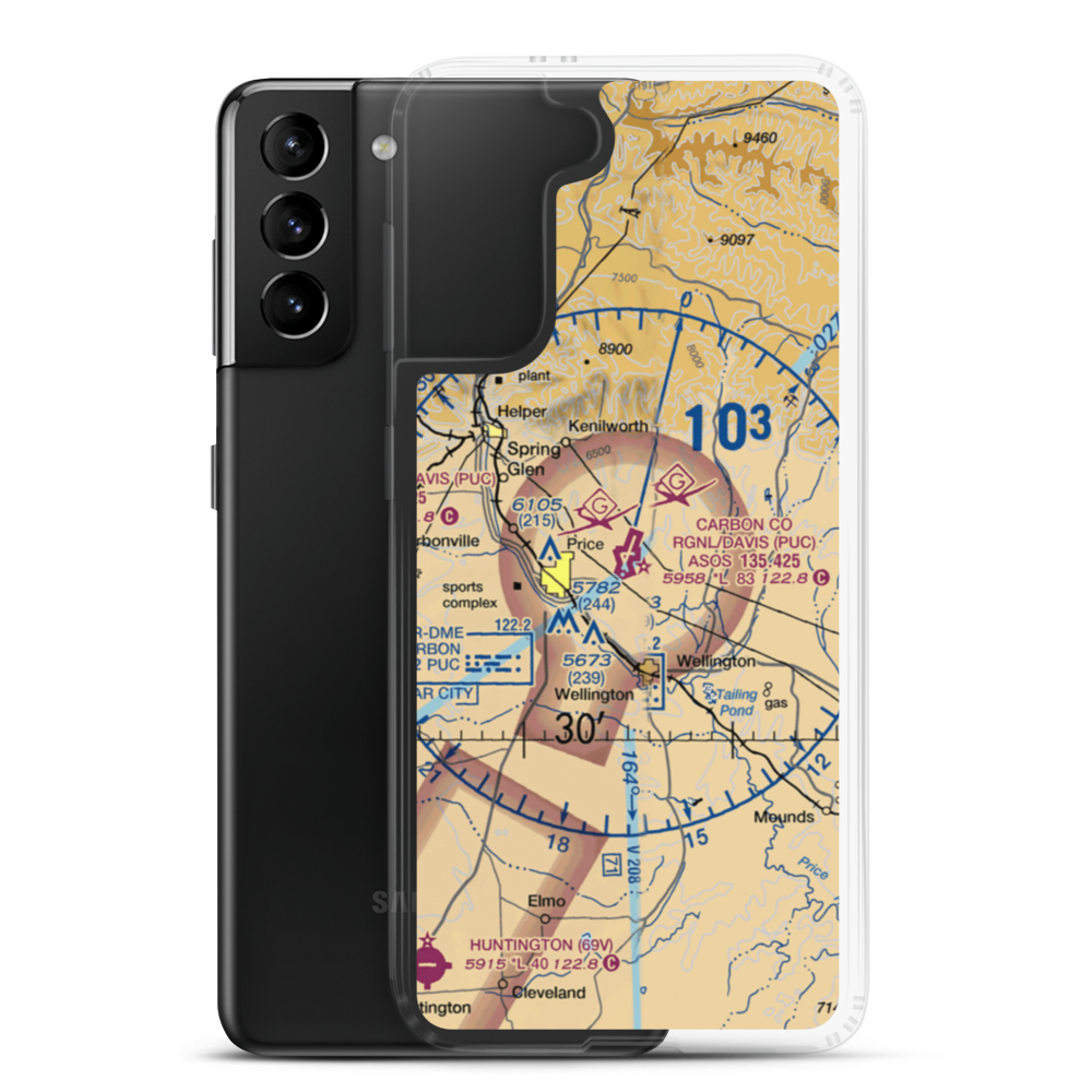 Carbon County Regional/Buck Davis Field (PUC) VFR Sectional Samsung Case Samsung Galaxy S21 Plus model shown