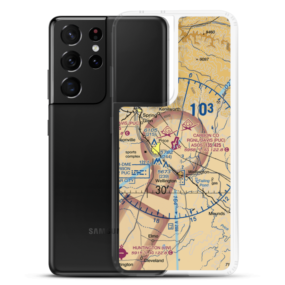 Carbon County Regional/Buck Davis Field (PUC) VFR Sectional Samsung Case Samsung Galaxy S21 Ultra model shown