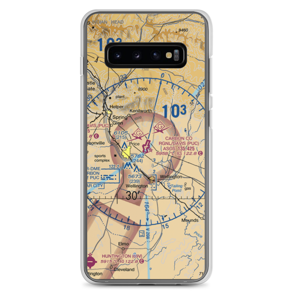 Carbon County Regional/Buck Davis Field (PUC) VFR Sectional Samsung Case Samsung Galaxy S10+ model shown