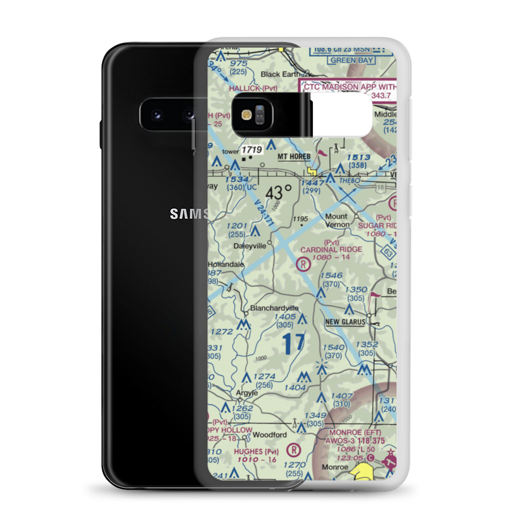 Cardinal Ridge Airport (WI24) VFR Sectional Samsung Case Samsung Galaxy S10 model shown