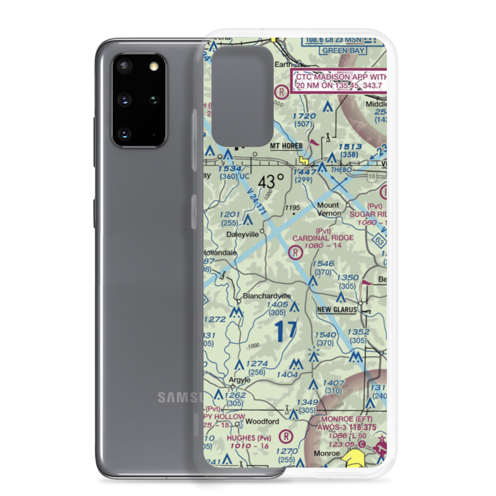 Cardinal Ridge Airport (WI24) VFR Sectional Samsung Case Samsung Galaxy S20 Plus model shown