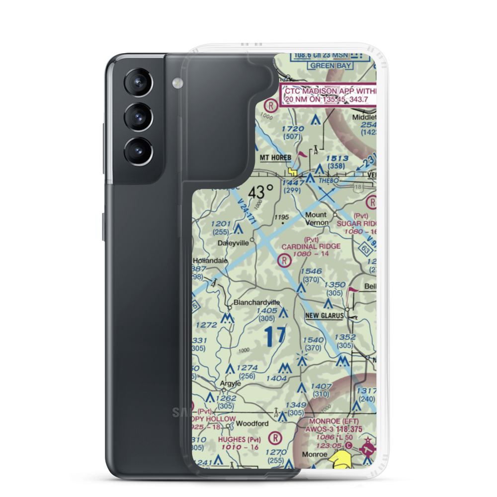Cardinal Ridge Airport (WI24) VFR Sectional Samsung Case Samsung Galaxy S21 model shown