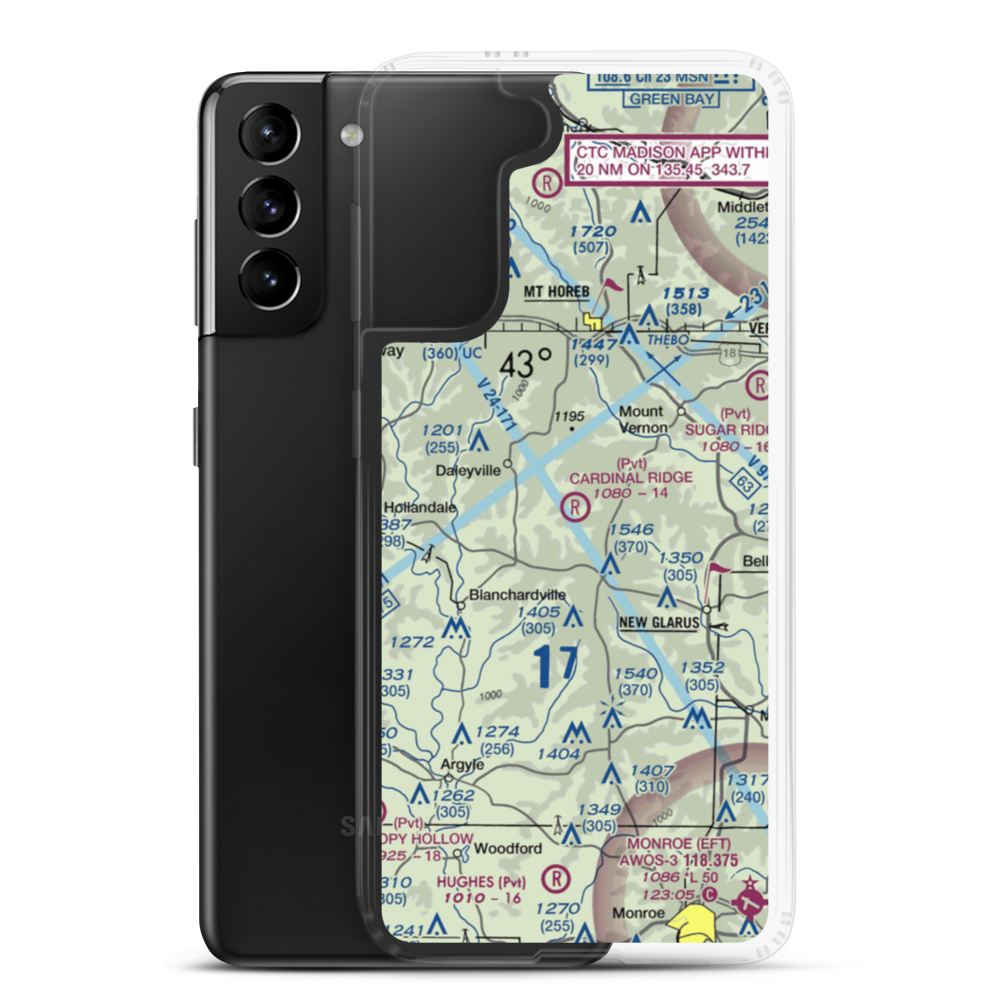 Cardinal Ridge Airport (WI24) VFR Sectional Samsung Case Samsung Galaxy S21 Plus model shown