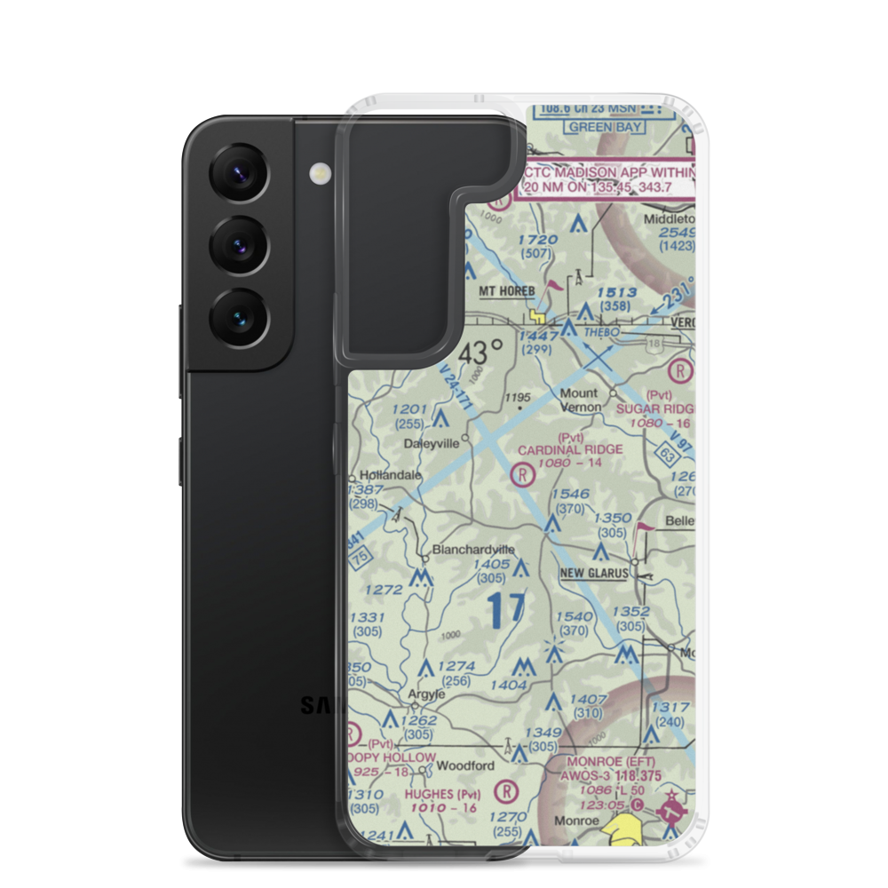 Cardinal Ridge Airport (WI24) VFR Sectional Samsung Case Samsung Galaxy S22 model shown