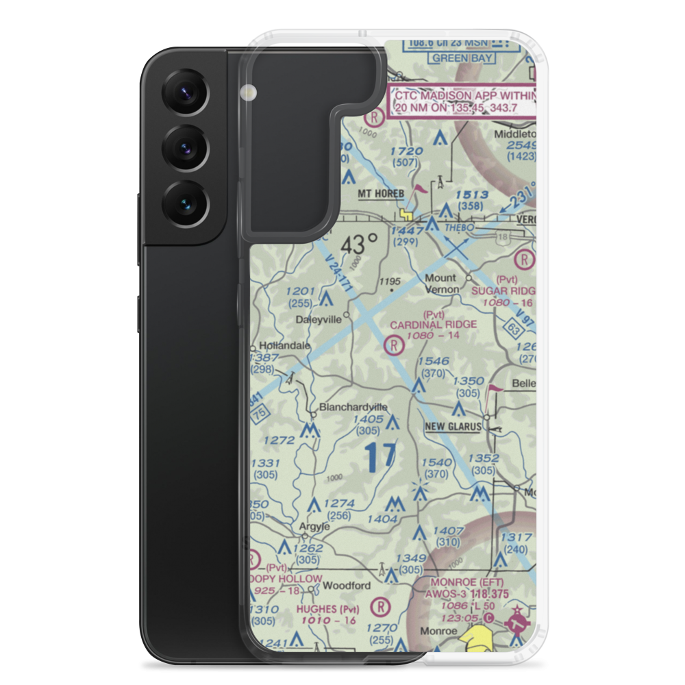 Cardinal Ridge Airport (WI24) VFR Sectional Samsung Case Samsung Galaxy S22 Plus model shown