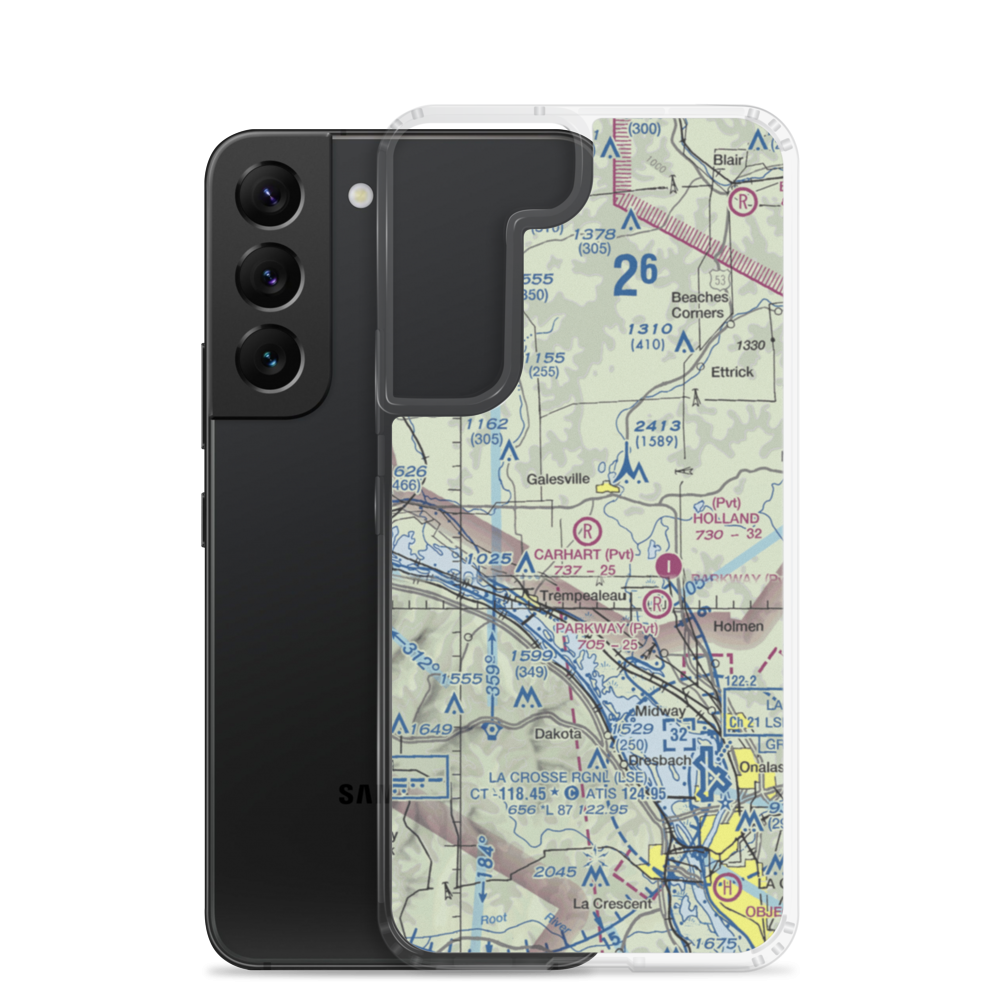Carhart Farms Airport (4WI8) VFR Sectional Samsung Case Samsung Galaxy S22 model shown