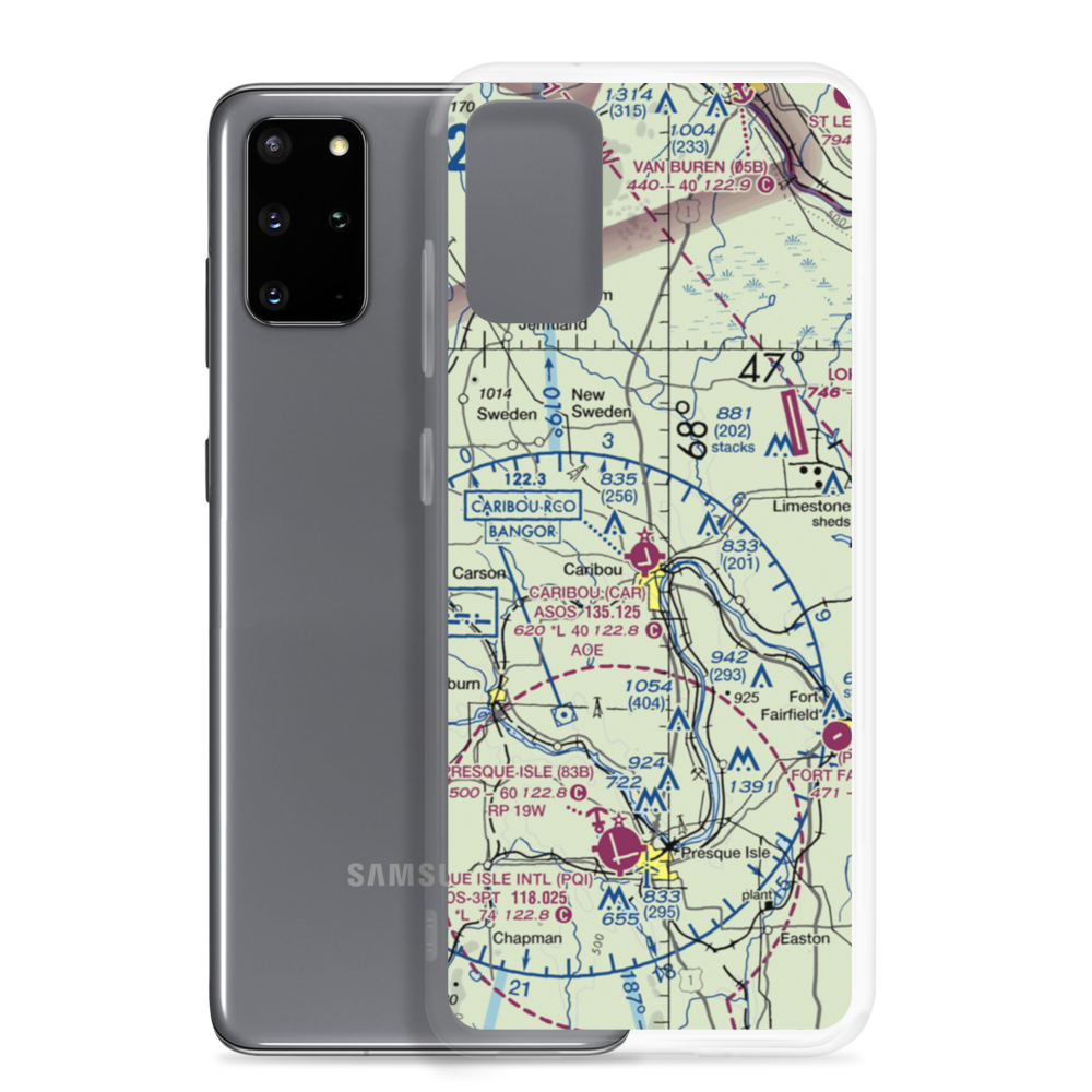 Caribou Municipal Airport (CAR) VFR Sectional Samsung Case Samsung Galaxy S20 Plus model shown