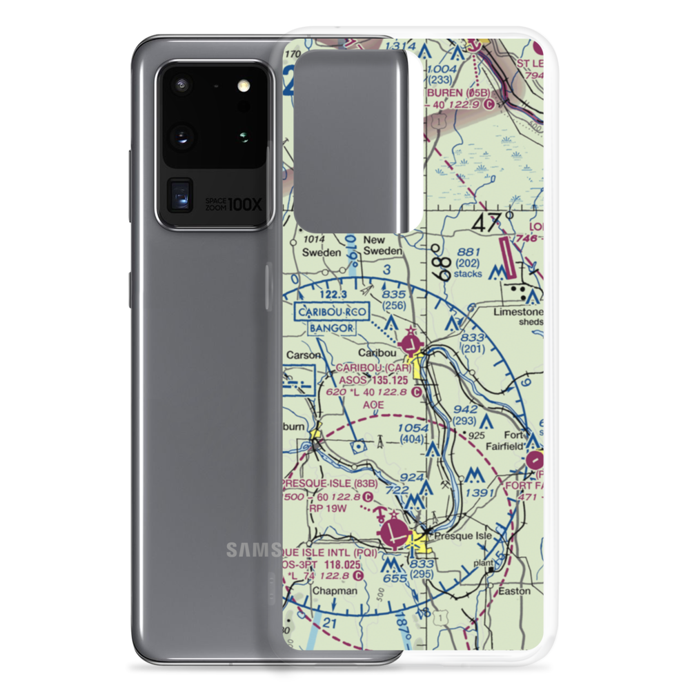 Caribou Municipal Airport (CAR) VFR Sectional Samsung Case Samsung Galaxy S20 Ultra model shown