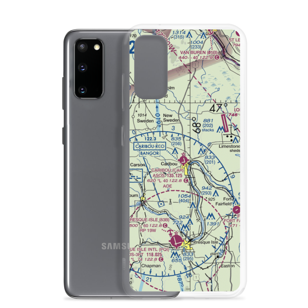Caribou Municipal Airport (CAR) VFR Sectional Samsung Case Samsung Galaxy S20 model shown