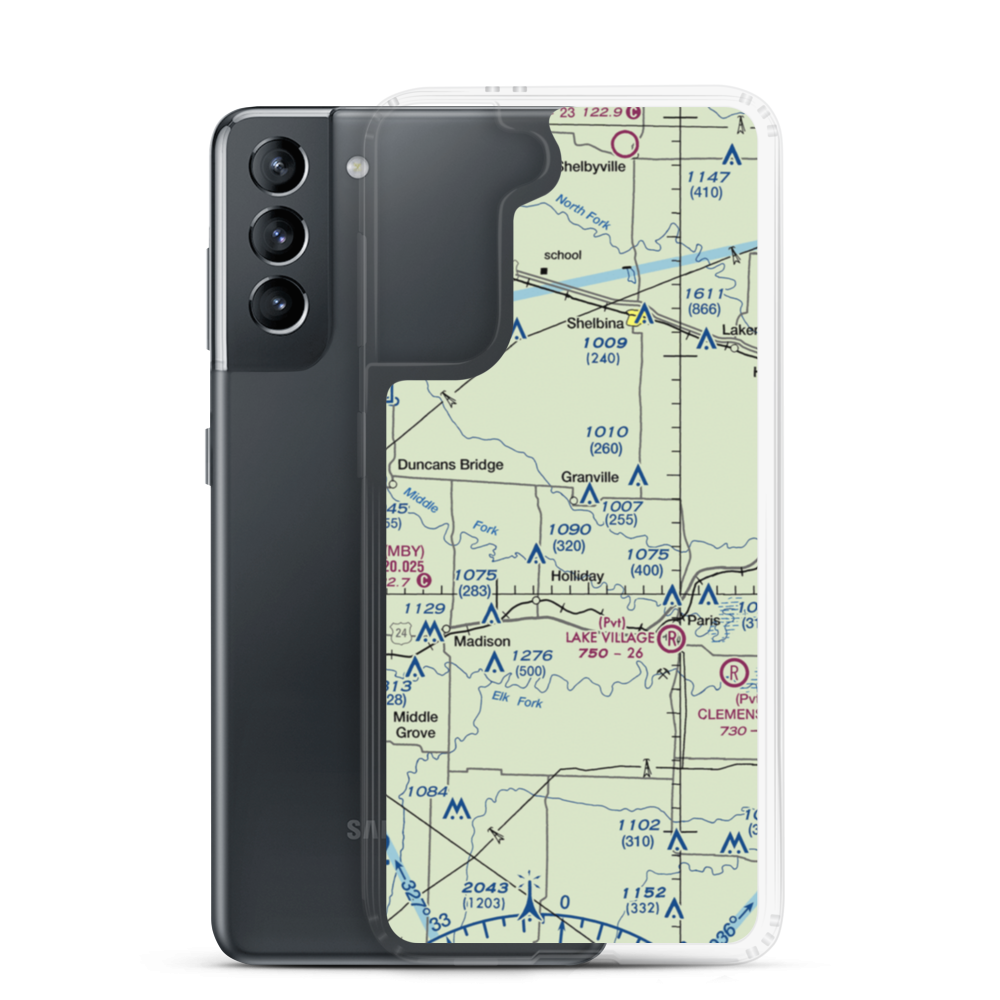 Carl Ensor Airport (61MO) VFR Sectional Samsung Case Samsung Galaxy S21 model shown