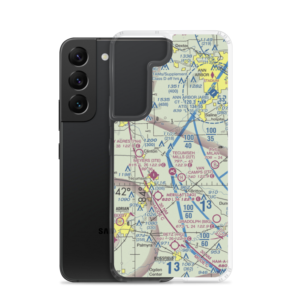 Carl's Airport (MI70) VFR Sectional Samsung Case Samsung Galaxy S22 model shown
