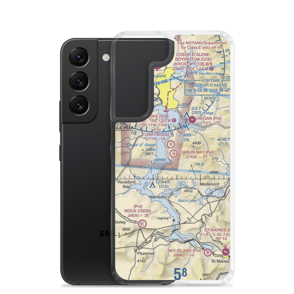 Carlin Bay Airport (ID43) VFR Sectional Samsung Case Samsung Galaxy S22 model shown