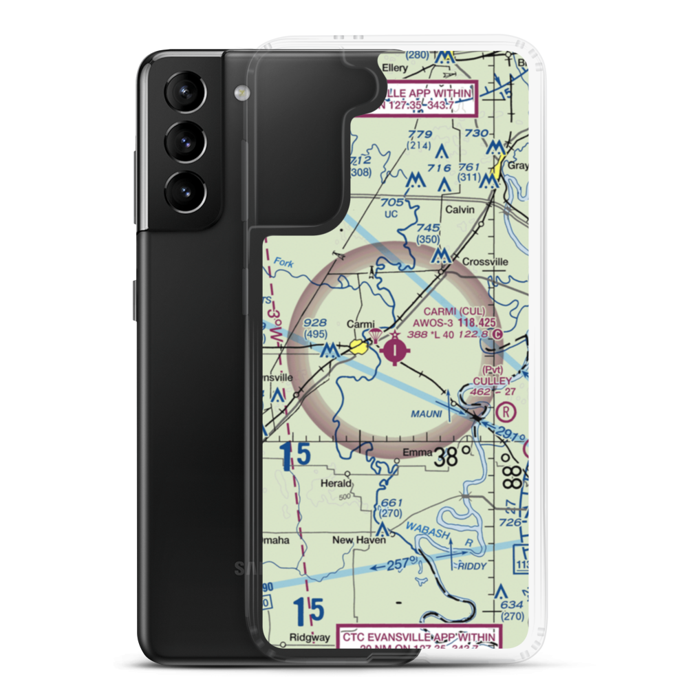 Carmi Municipal Airport (CUL) VFR Sectional Samsung Case Samsung Galaxy S21 Plus model shown