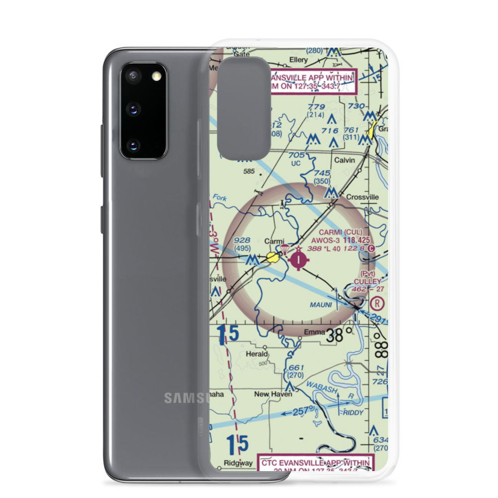 Carmi Municipal Airport (CUL) VFR Sectional Samsung Case Samsung Galaxy S20 model shown