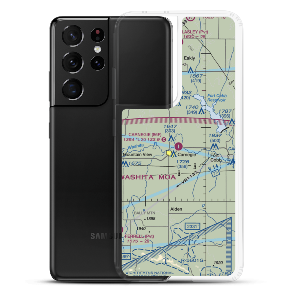 Carnegie Municipal Airport (86F) VFR Sectional Samsung Case Samsung Galaxy S21 Ultra model shown