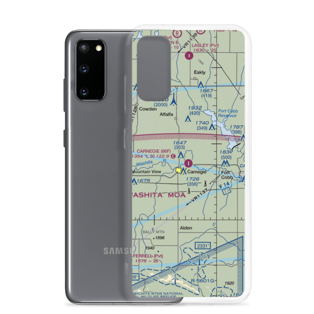Carnegie Municipal Airport (86F) VFR Sectional Samsung Case Samsung Galaxy S20 model shown