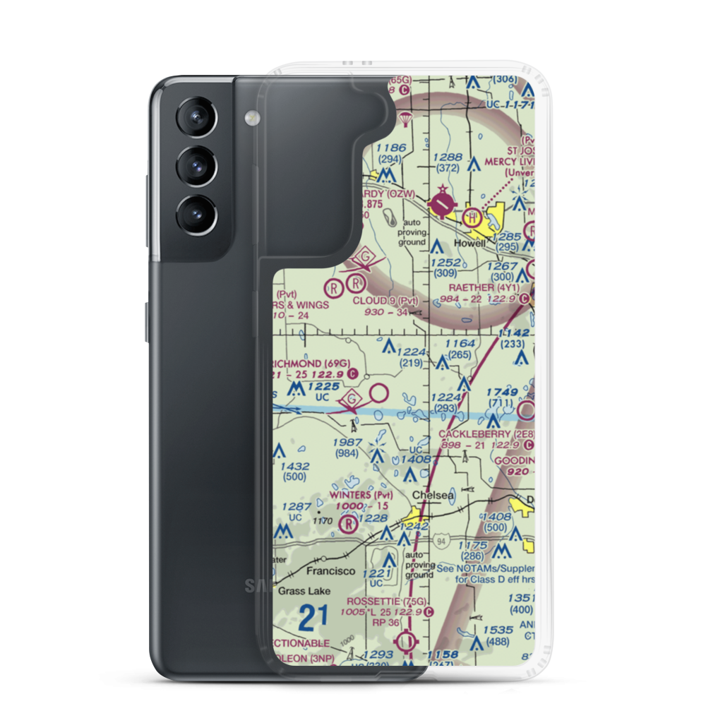 Carriage Lane Airport (35L) VFR Sectional Samsung Case Samsung Galaxy S21 model shown