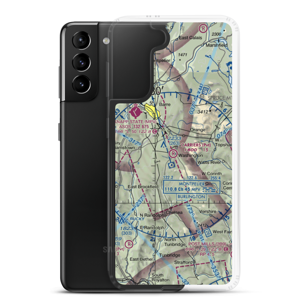 Carriers Skypark Airport (VT31) VFR Sectional Samsung Case Samsung Galaxy S21 Plus model shown