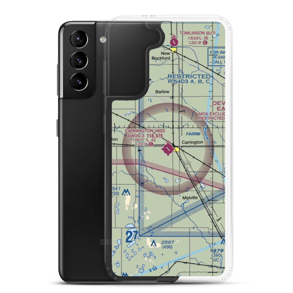 Carrington Municipal Airport (46D) VFR Sectional Samsung Case Samsung Galaxy S21 Plus model shown