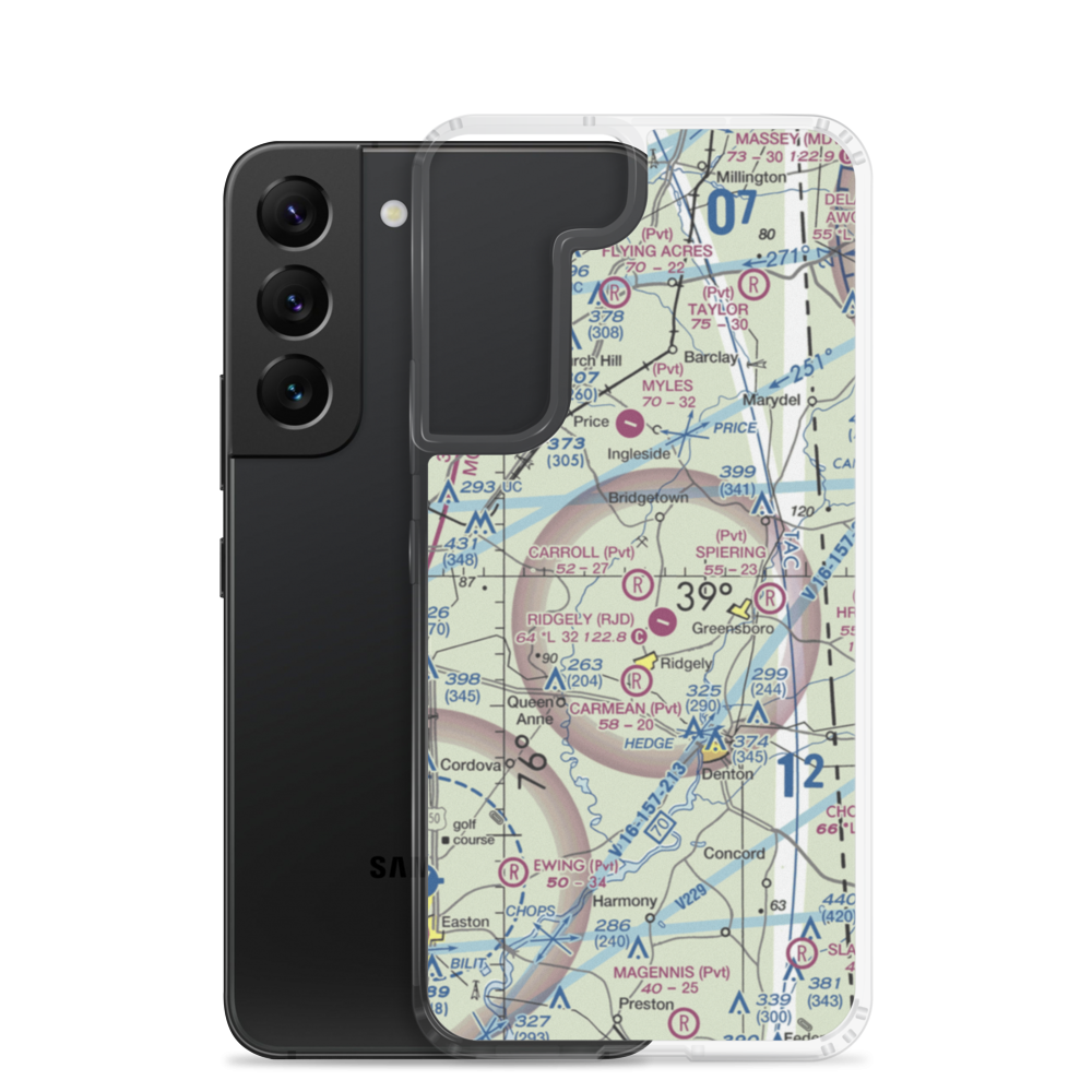 Carroll Airport (21MD) VFR Sectional Samsung Case Samsung Galaxy S22 model shown