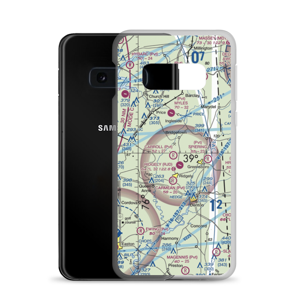 Carroll Airport (21MD) VFR Sectional Samsung Case Samsung Galaxy S10e model shown