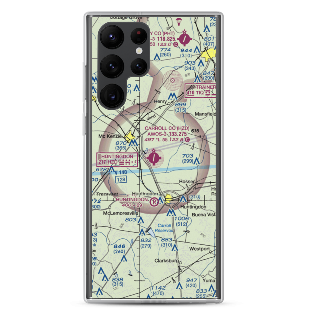 Carroll County Airport (HZD) VFR Sectional Samsung Case Samsung Galaxy S22 Ultra model shown