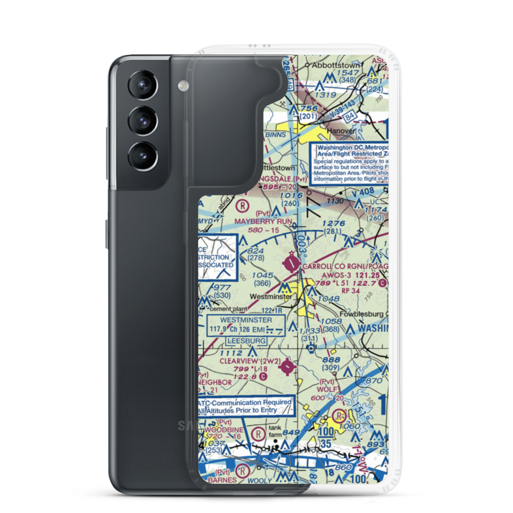 Carroll County Regional Jack B Poage Field (DMW) VFR Sectional Samsung Case Samsung Galaxy S21 model shown