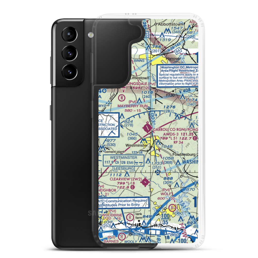 Carroll County Regional Jack B Poage Field (DMW) VFR Sectional Samsung Case Samsung Galaxy S21 Plus model shown