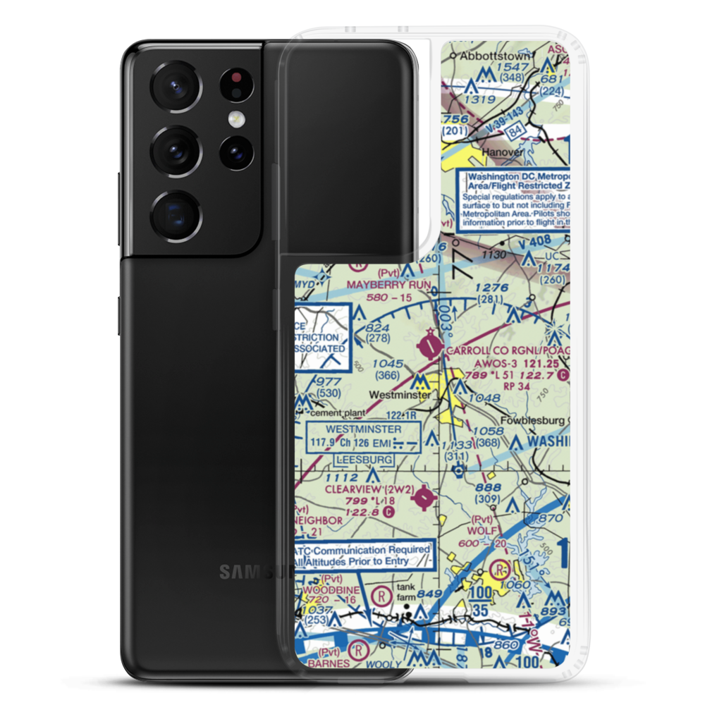 Carroll County Regional Jack B Poage Field (DMW) VFR Sectional Samsung Case Samsung Galaxy S21 Ultra model shown