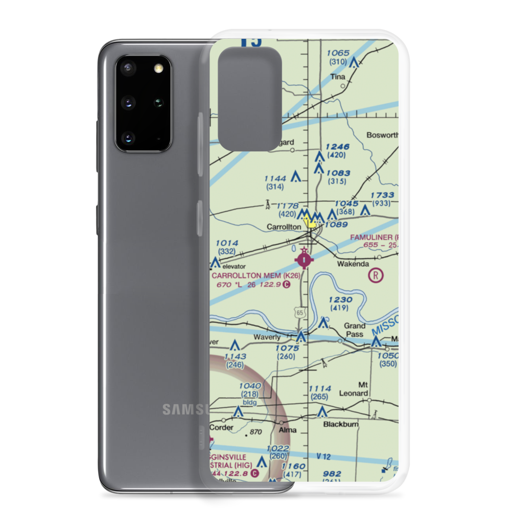 Carrollton Memorial Airport (K26) VFR Sectional Samsung Case Samsung Galaxy S20 Plus model shown
