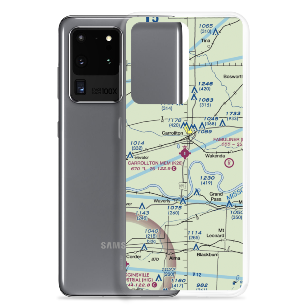Carrollton Memorial Airport (K26) VFR Sectional Samsung Case Samsung Galaxy S20 Ultra model shown