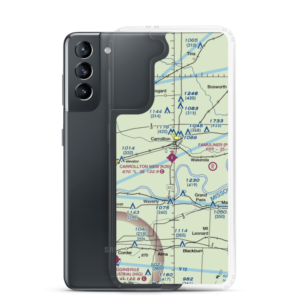 Carrollton Memorial Airport (K26) VFR Sectional Samsung Case Samsung Galaxy S21 model shown