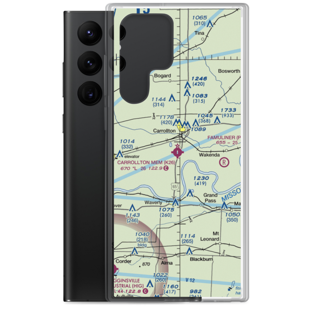 Carrollton Memorial Airport (K26) VFR Sectional Samsung Case Samsung Galaxy S22 Ultra model shown