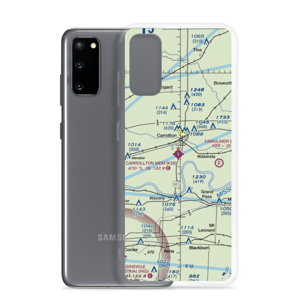 Carrollton Memorial Airport (K26) VFR Sectional Samsung Case Samsung Galaxy S20 model shown