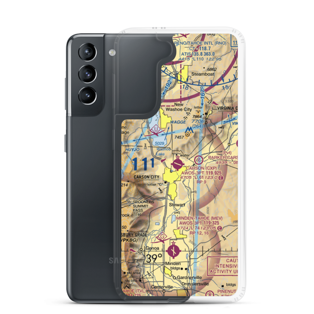 Carson Airport (CXP) VFR Sectional Samsung Case Samsung Galaxy S21 model shown