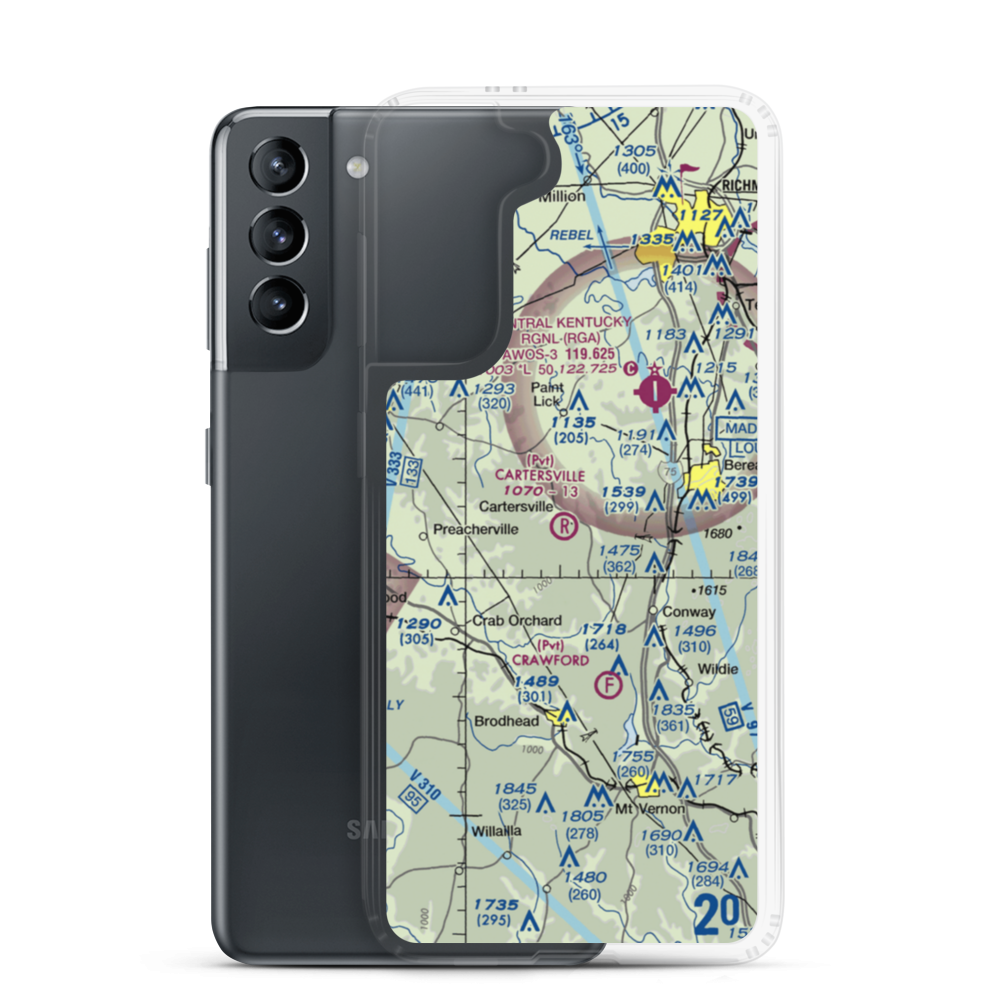 Cartersville Airport (05KY) VFR Sectional Samsung Case Samsung Galaxy S21 model shown