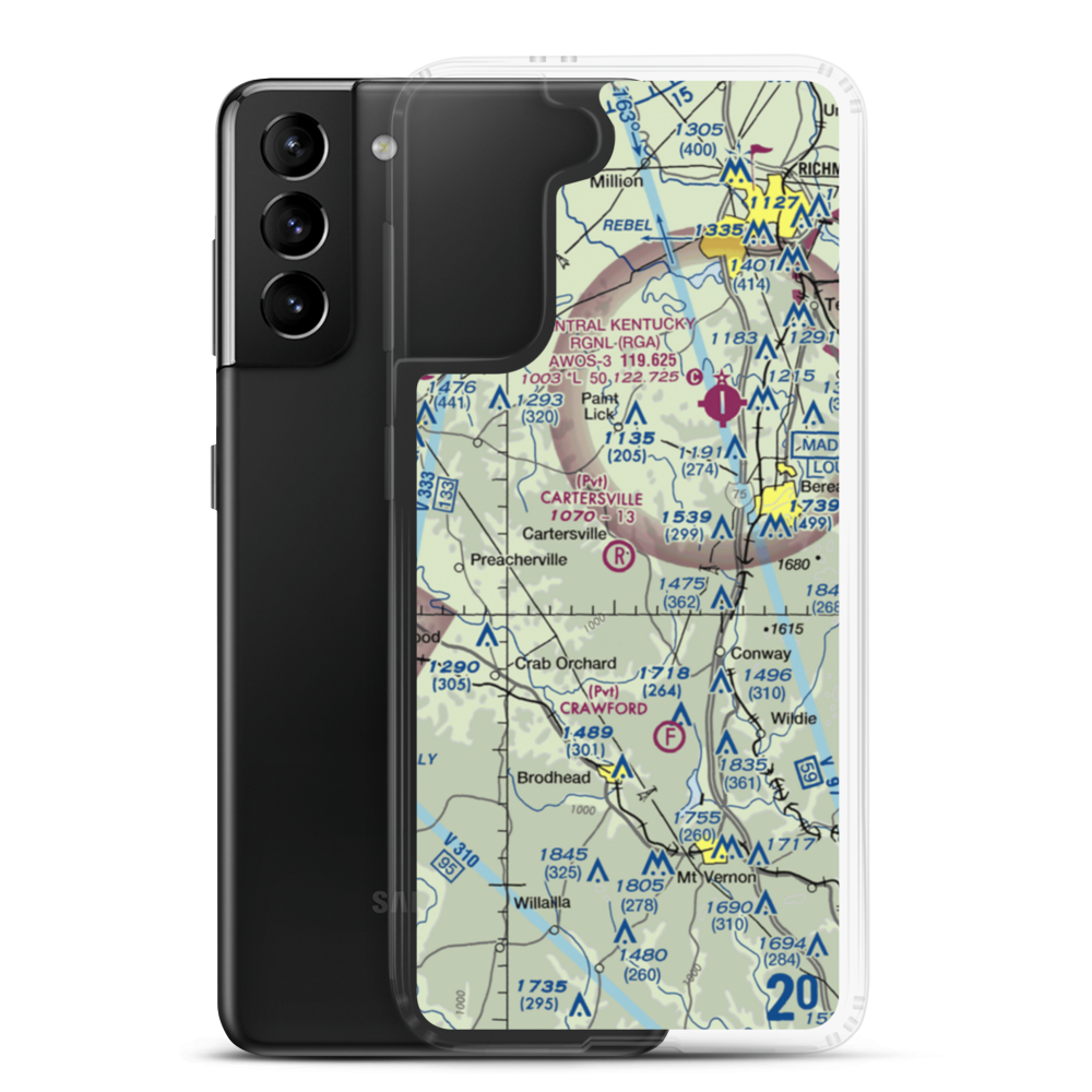 Cartersville Airport (05KY) VFR Sectional Samsung Case Samsung Galaxy S21 Plus model shown